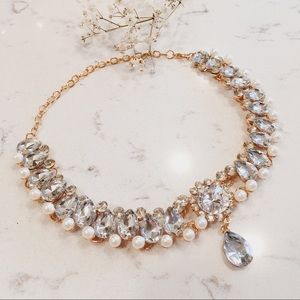 Pearl & Rhinestone Pendant Choker